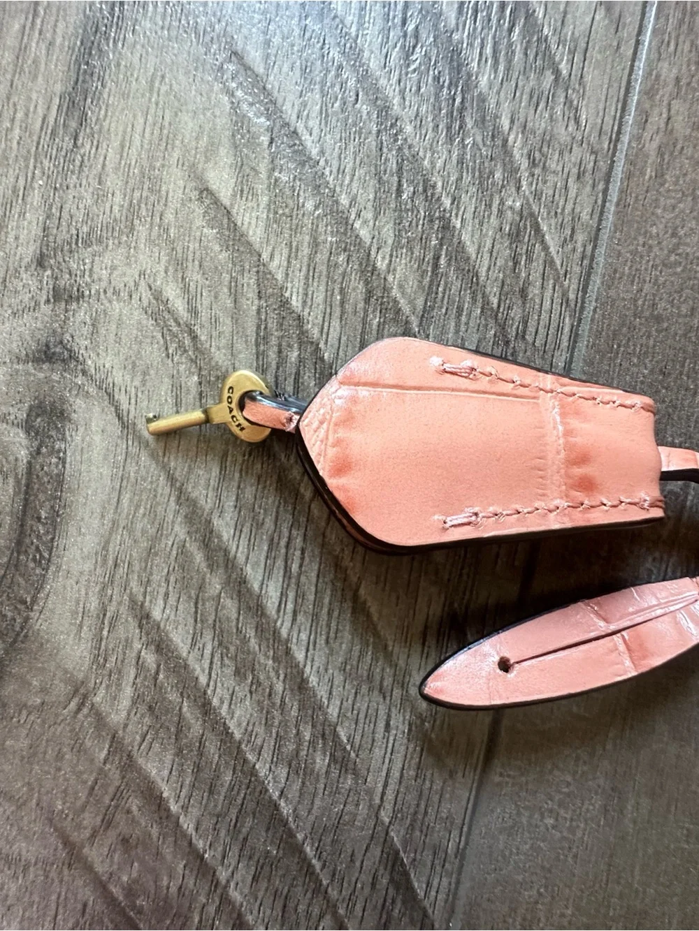 Coach Pink Croc-Embossed Crossbody Bag with Gold Hardware